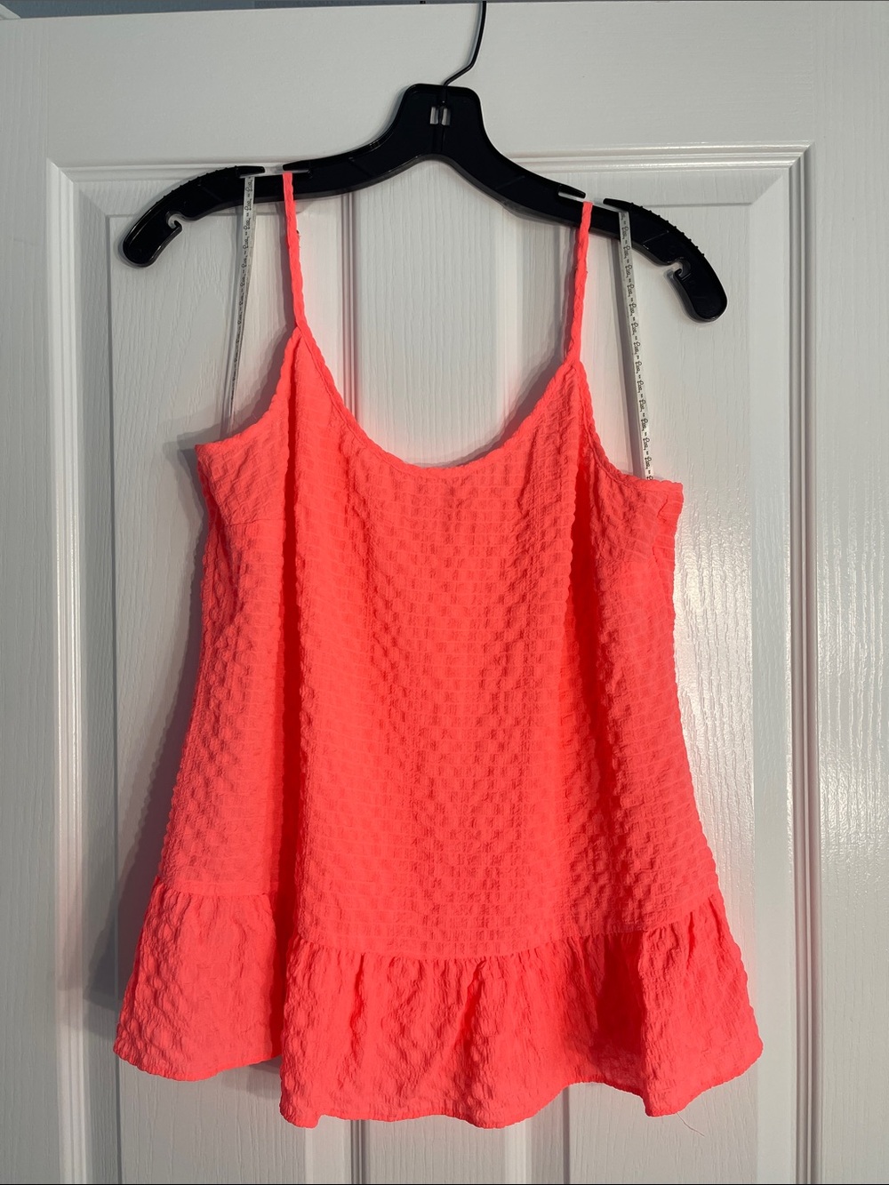 Lilly Pulitzer Neon Coral Textured Spaghetti-Strap Peplum Tank